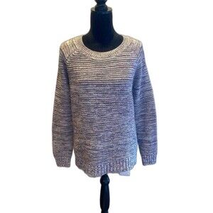 Faded Glory Womens Crew Neck Sweater Plus Size XXL (20) Gray Variegated Knit